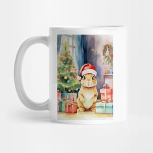 Watercolour Christmas Rabbit Mug